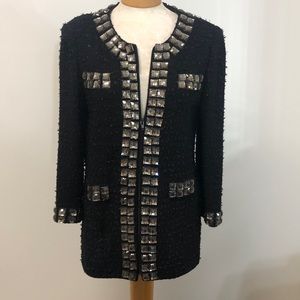 Crystal studded knit jacket